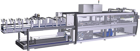 Wrap-around case packers with in-line infeed