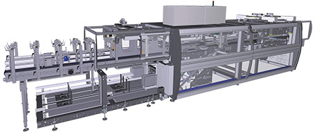Wrap-around case packers with in-line infeed