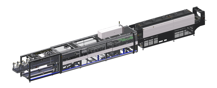 Film shrink wrappers with in-line infeed