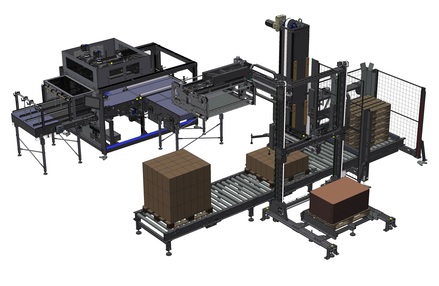 Automatic palletizing systems with 90° infeed